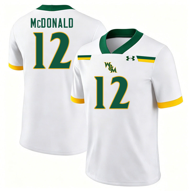 William & Mary Tribe #12 Jorden McDonald College Football Jerseys,Uniforms-White